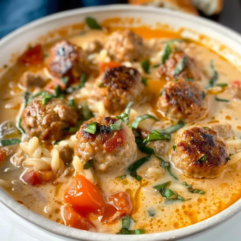 Creamy Italian Meatball Soup in a Bowl