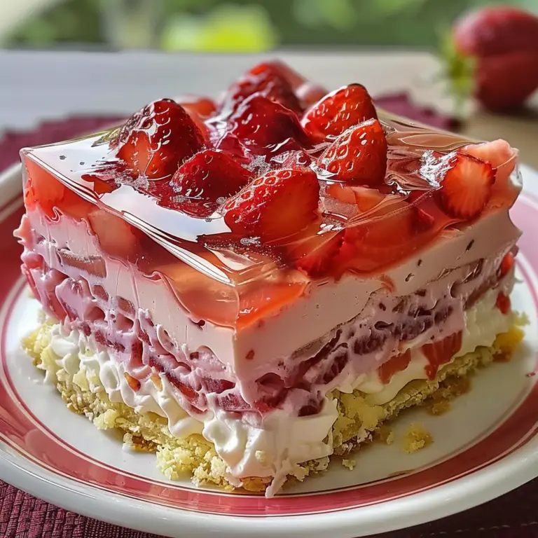 No-Bake Strawberry Jello Lasagna