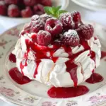 Raspberry Rose Pavlova Dessert