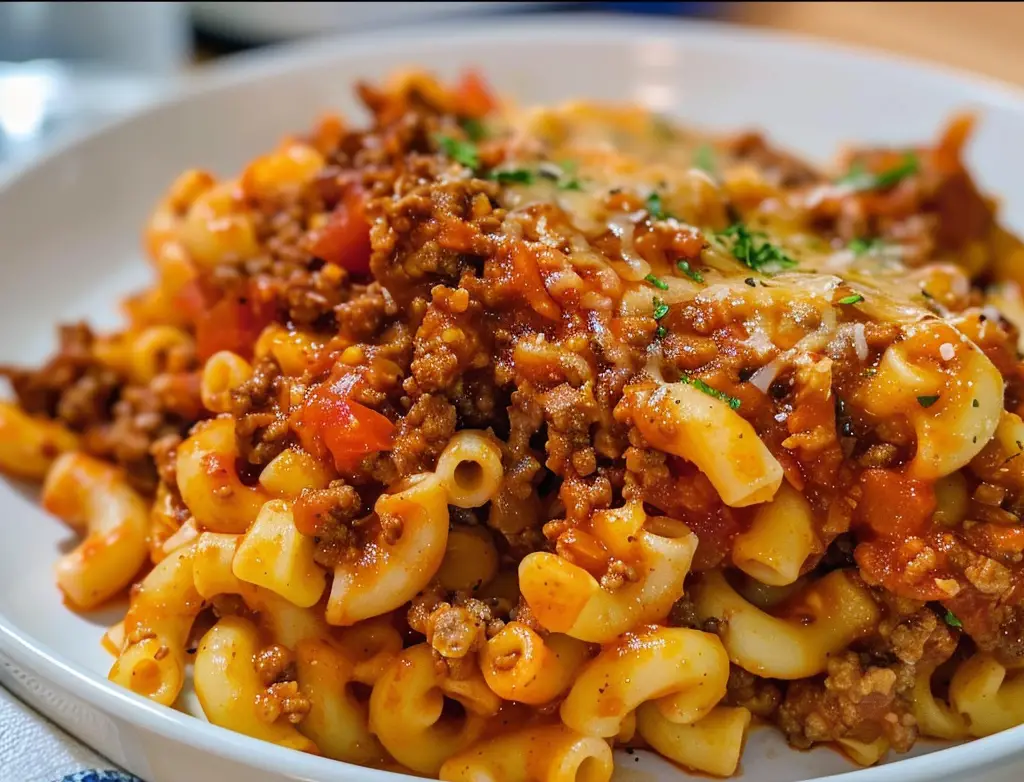Delicious Homemade Beefaroni in a Bowl