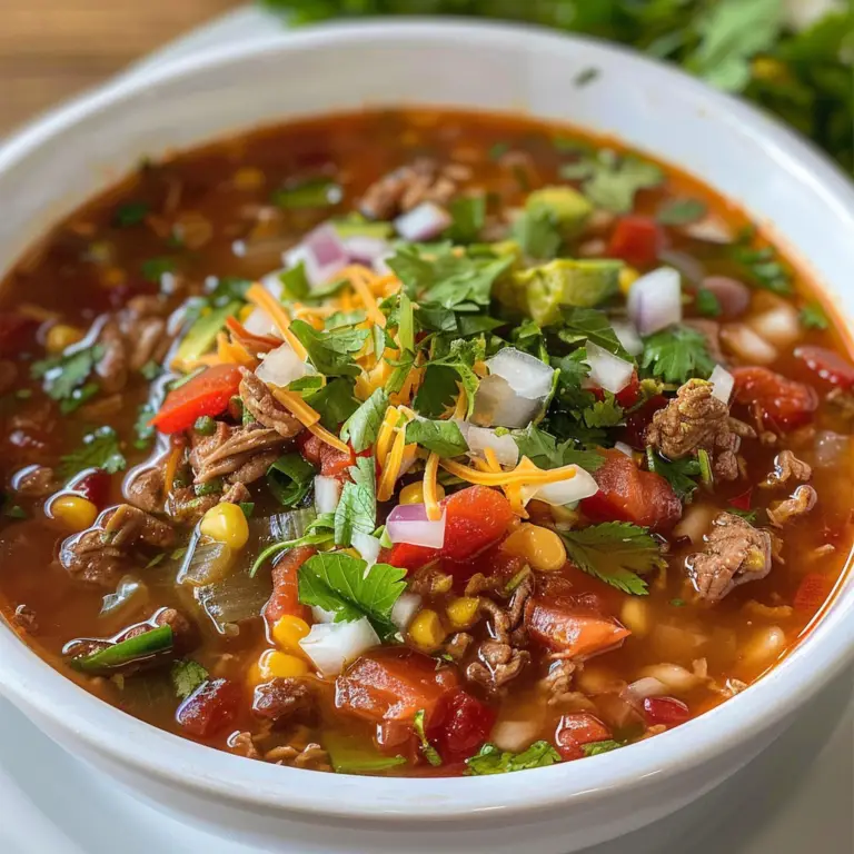 Beef Taco Soup in a Bowl