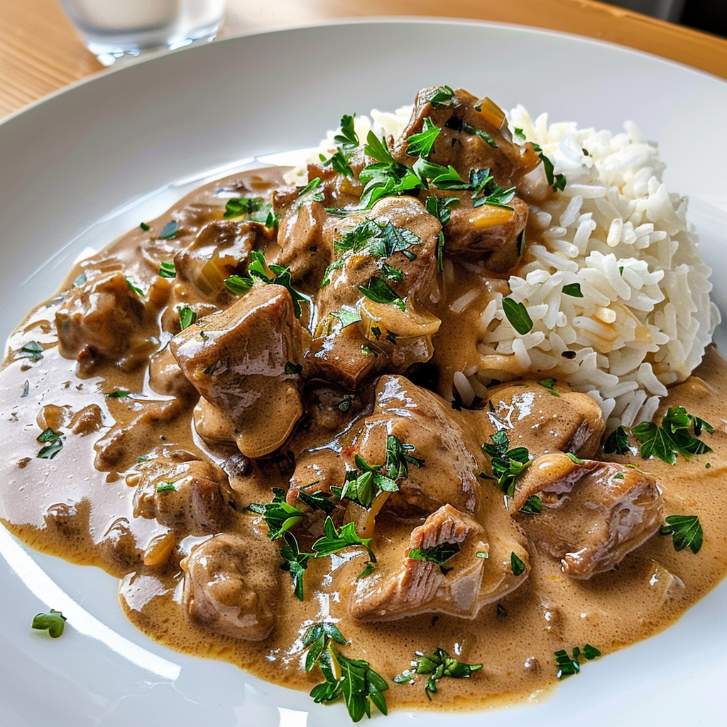 Beef Stroganoff and Rice Dish