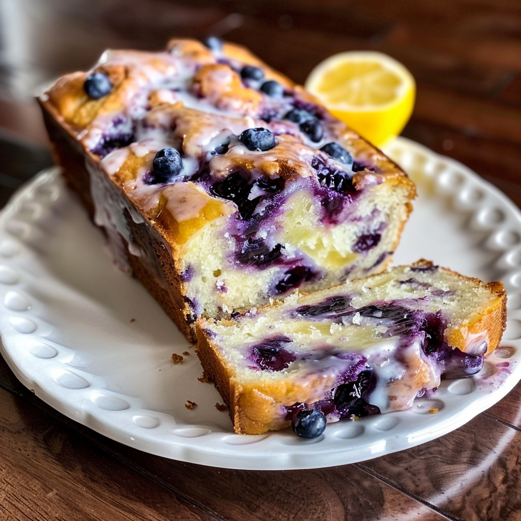 Lemon Blueberry Yogurt Loaf Freshly Baked