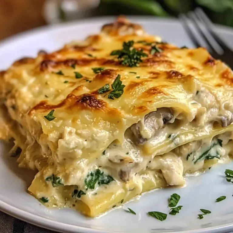 Cheesy Mushroom Chicken Alfredo Lasagna Recipe