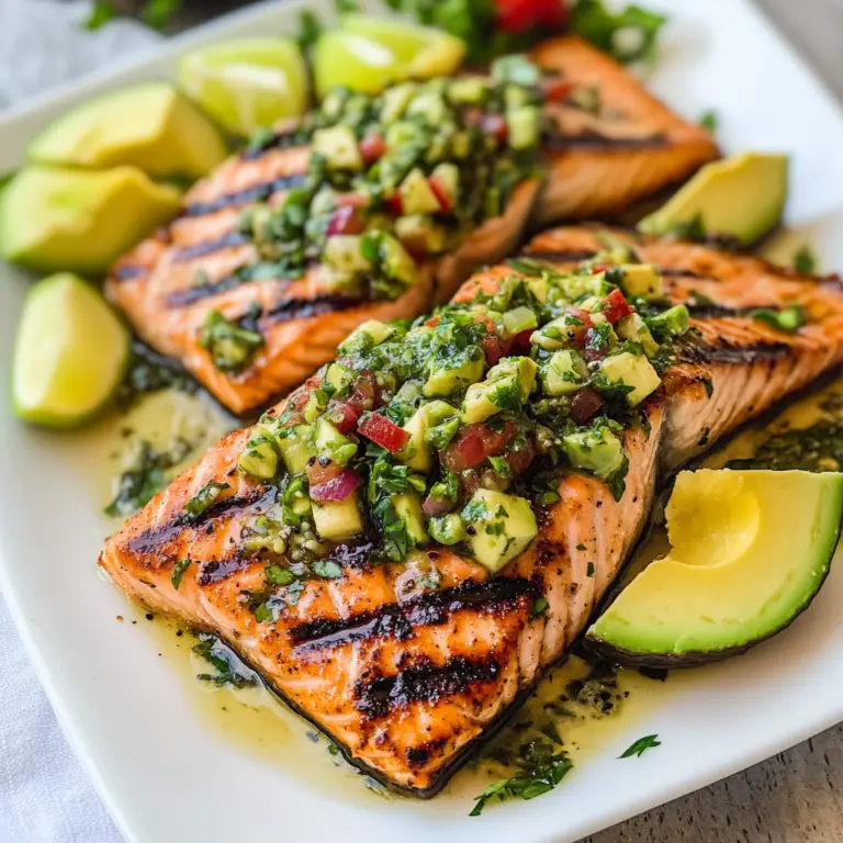 Grilled Salmon with Avocado Chimichurri Recipe