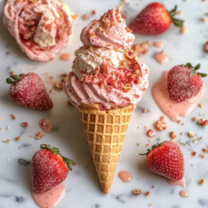 Strawberry Crunch Cheesecake Cones Recipe