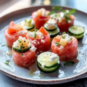 Watermelon Feta Cucumber Bites