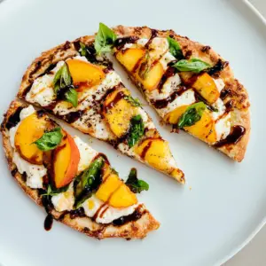Peach & Basil Flatbread Pizza Recipe