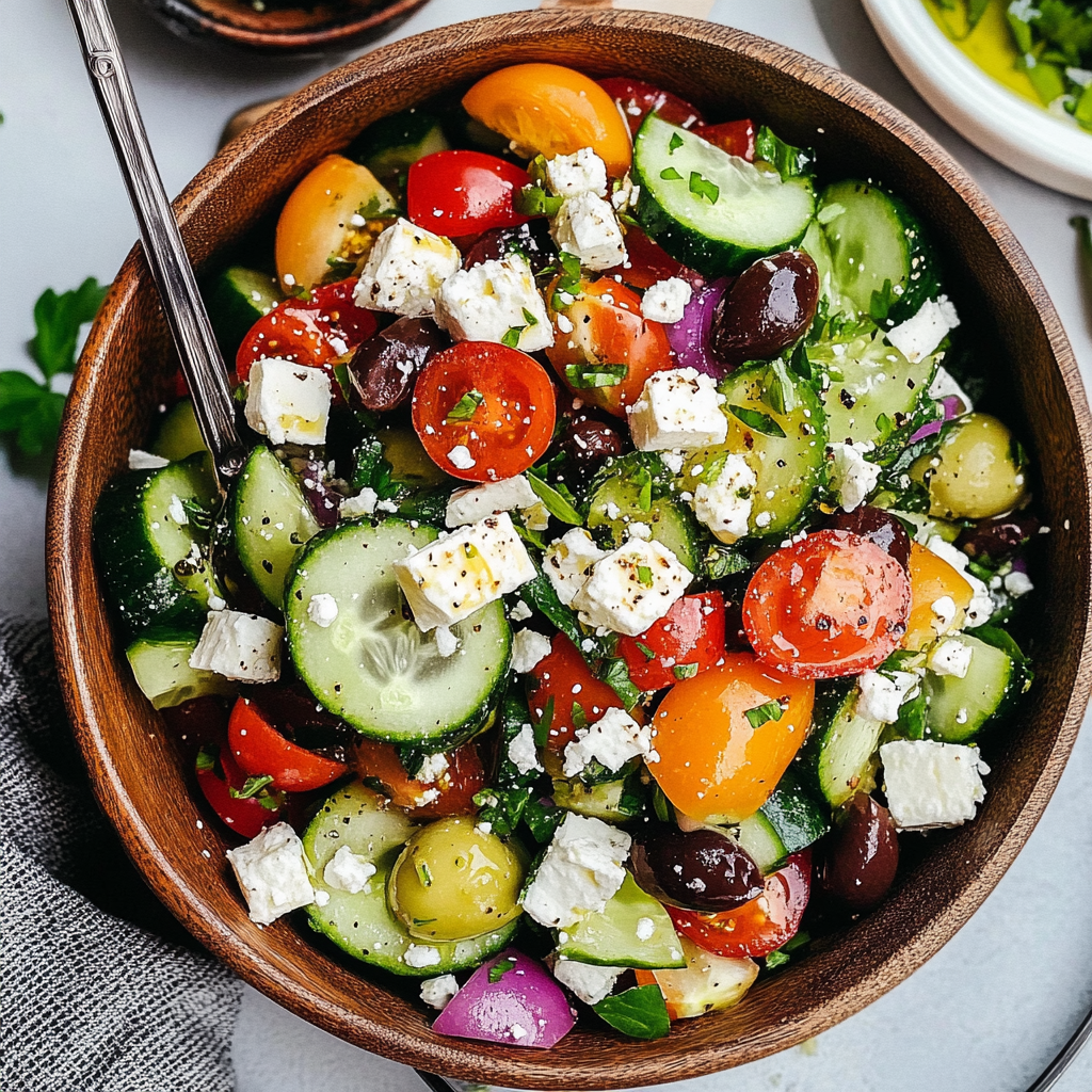 Mediterranean Cucumber Salad with Olives & Feta
