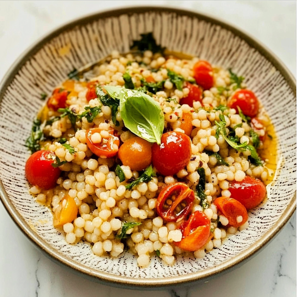Pearl Couscous with Sautéed Cherry Tomatoes Recipe