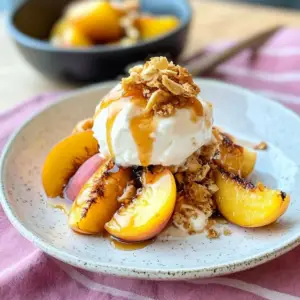Grilled Peach Sundaes with Vanilla Ice Cream