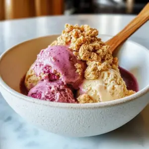 Rhubarb Gelato with Almond Crunch Recipe
