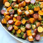Sheet Pan Sausage & Sweet Potatoes with Honey
