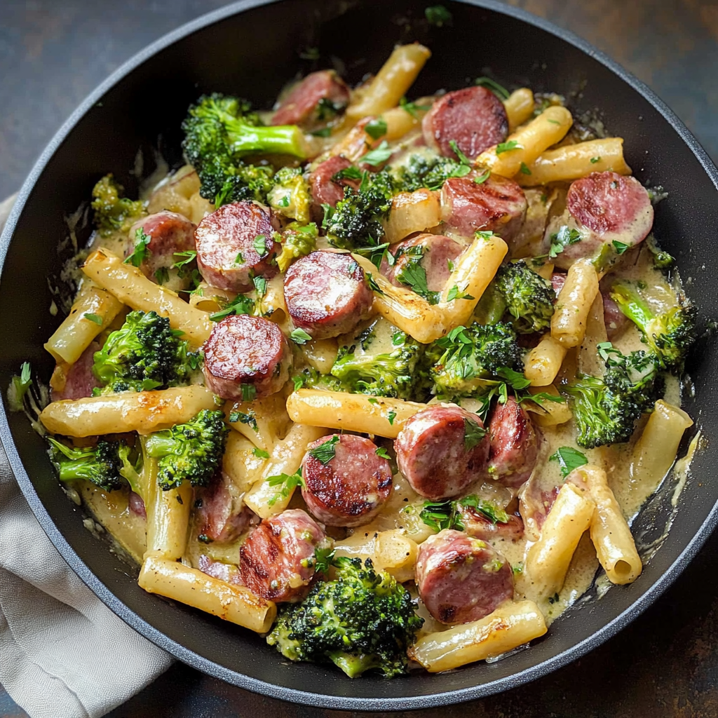 Creamy Kielbasa and Broccoli Skillet