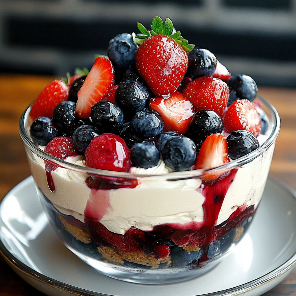Oreo Trifle with Blueberries & Strawberries