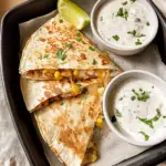 Cheesy Elote Quesadilla with Zesty Crema