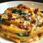Creamy Spaghetti & Spinach with Sun-Dried Tomato Sauce