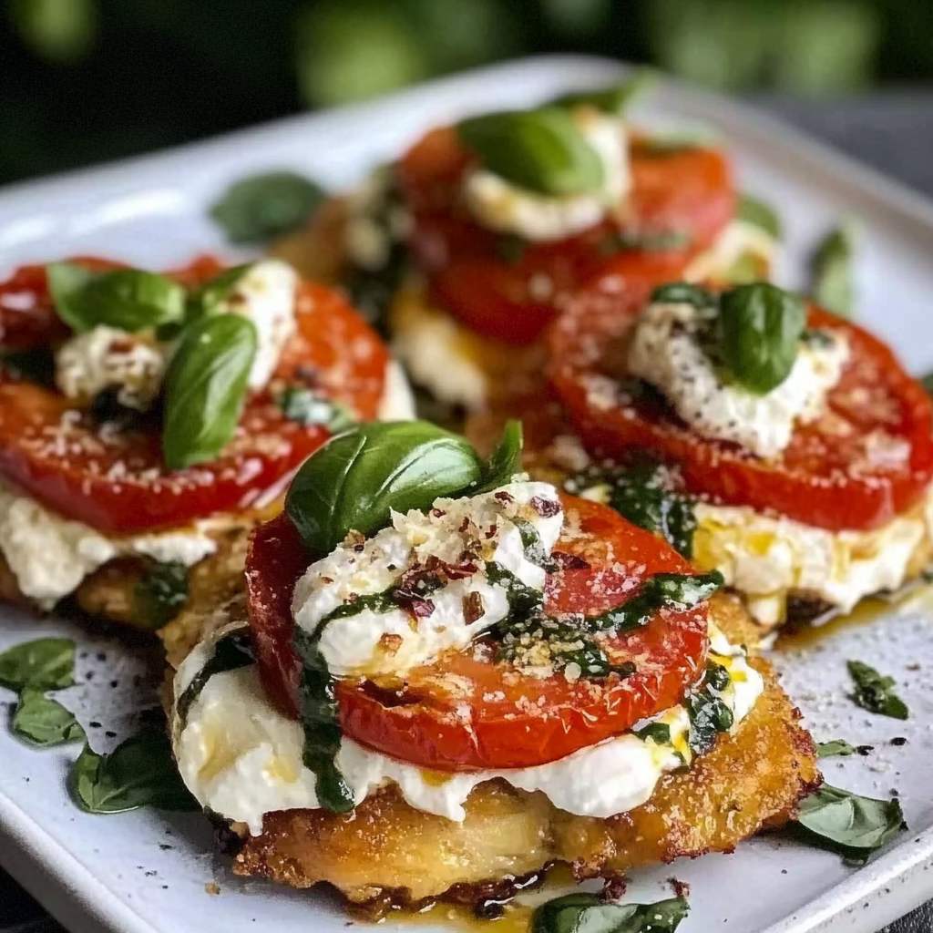 Italian Basil Chicken Cutlets with Burrata