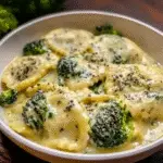 Creamy Date Night Broccoli Alfredo Ravioli