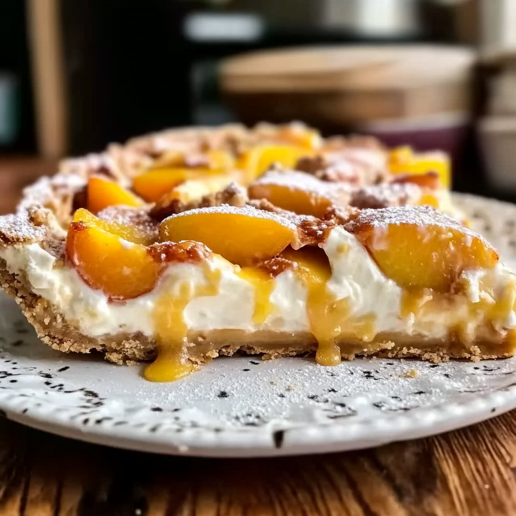 Peaches and Cream Pretzel Pie Recipe