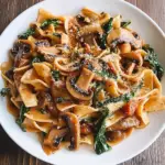 Creamy Mushroom Spinach Pasta with Onions