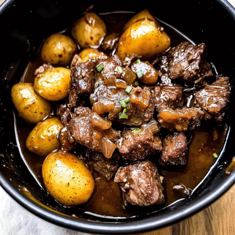 Crockpot Garlic Butter Beef Bites with Potatoes