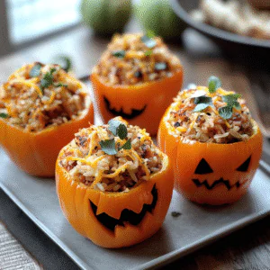 Shredded Chicken & Rice Stuffed Peppers