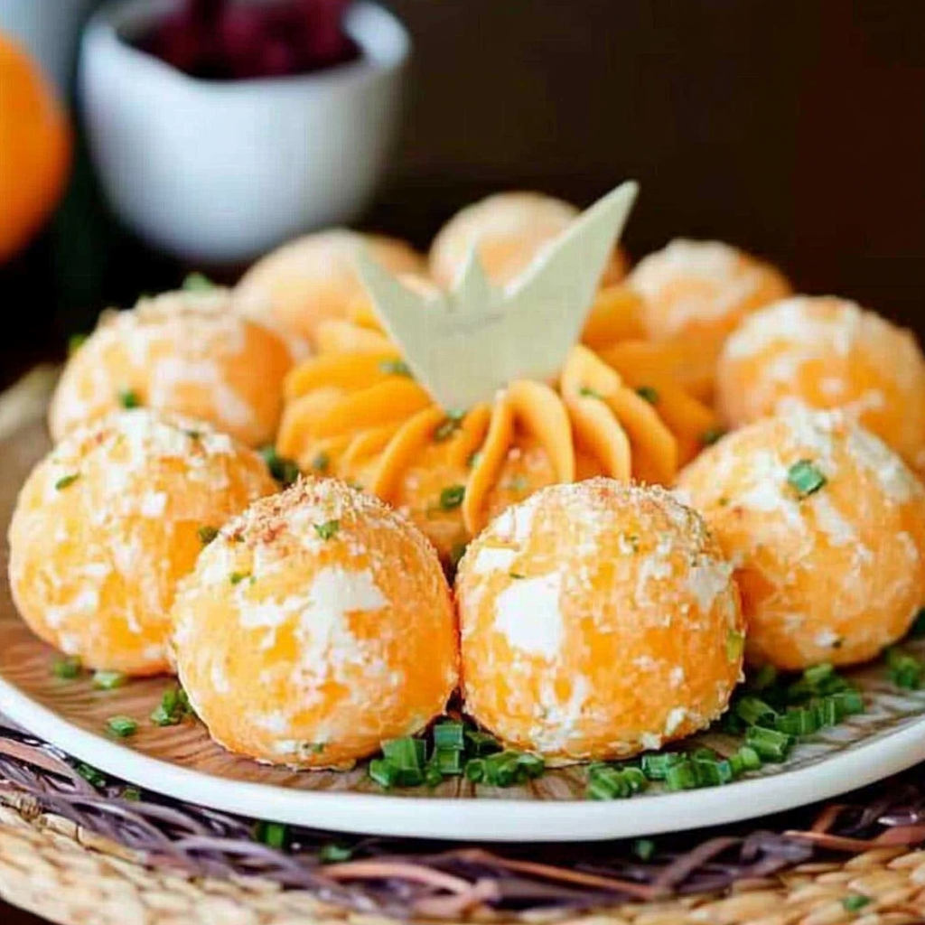 Pumpkin-Shaped Cheese Ball Appetizers Recipe