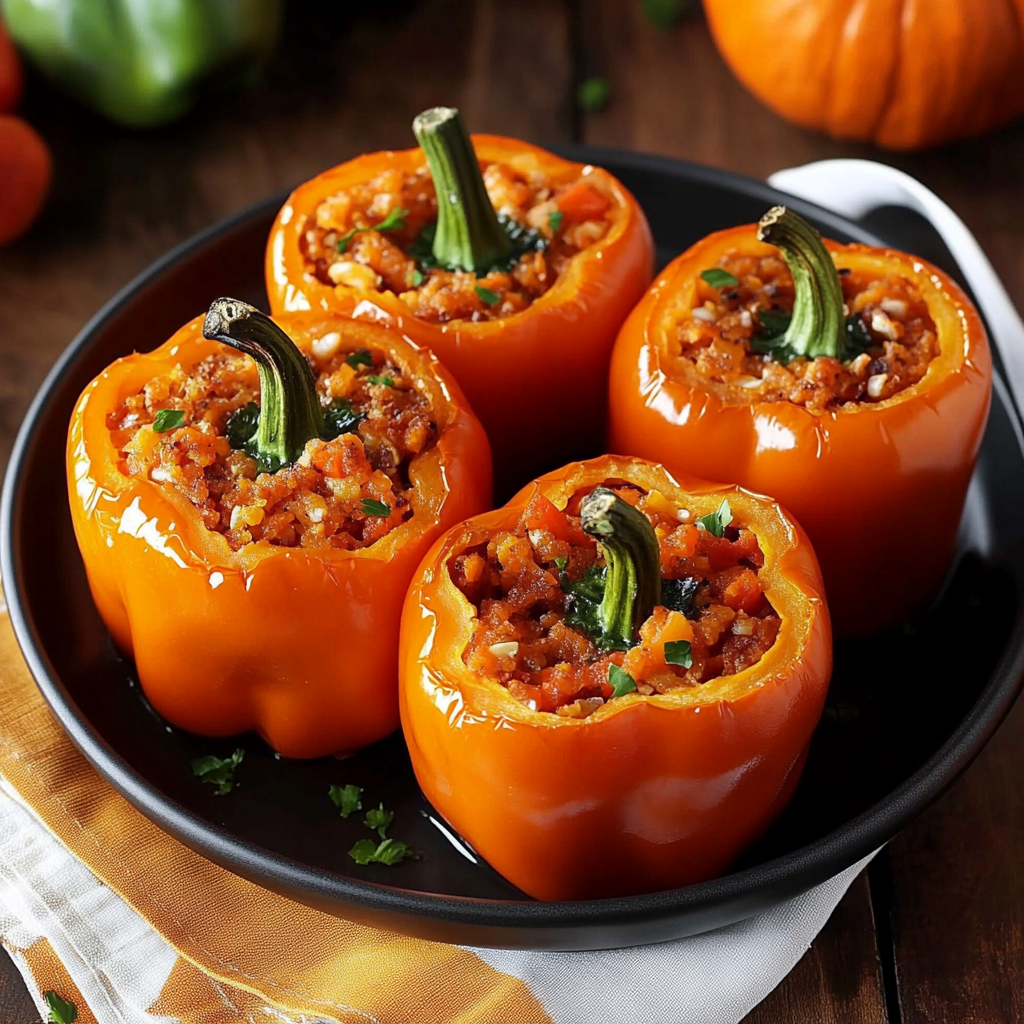 Jack-O’-Lantern Stuffed Peppers