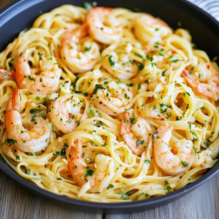 Lemon Fettuccine with Garlic Shrimp Recipe