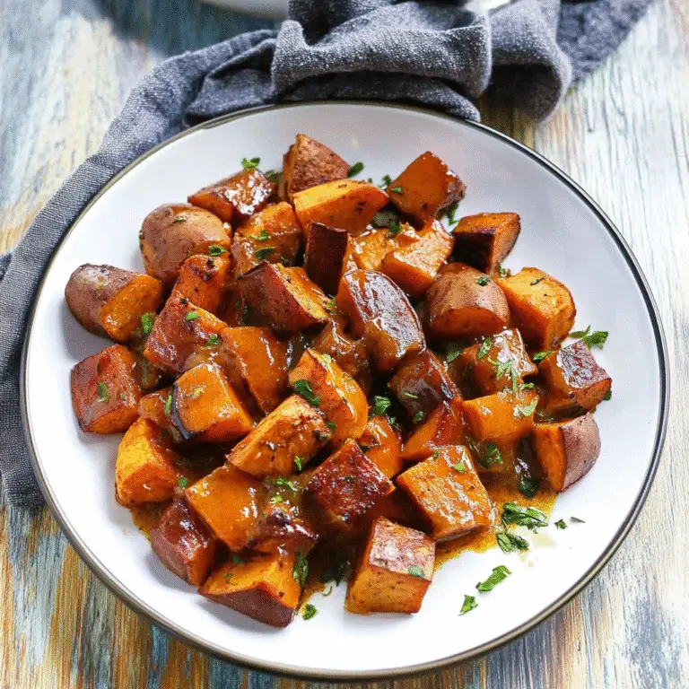 Maple Glazed Sweet Potato and Sausage Bake