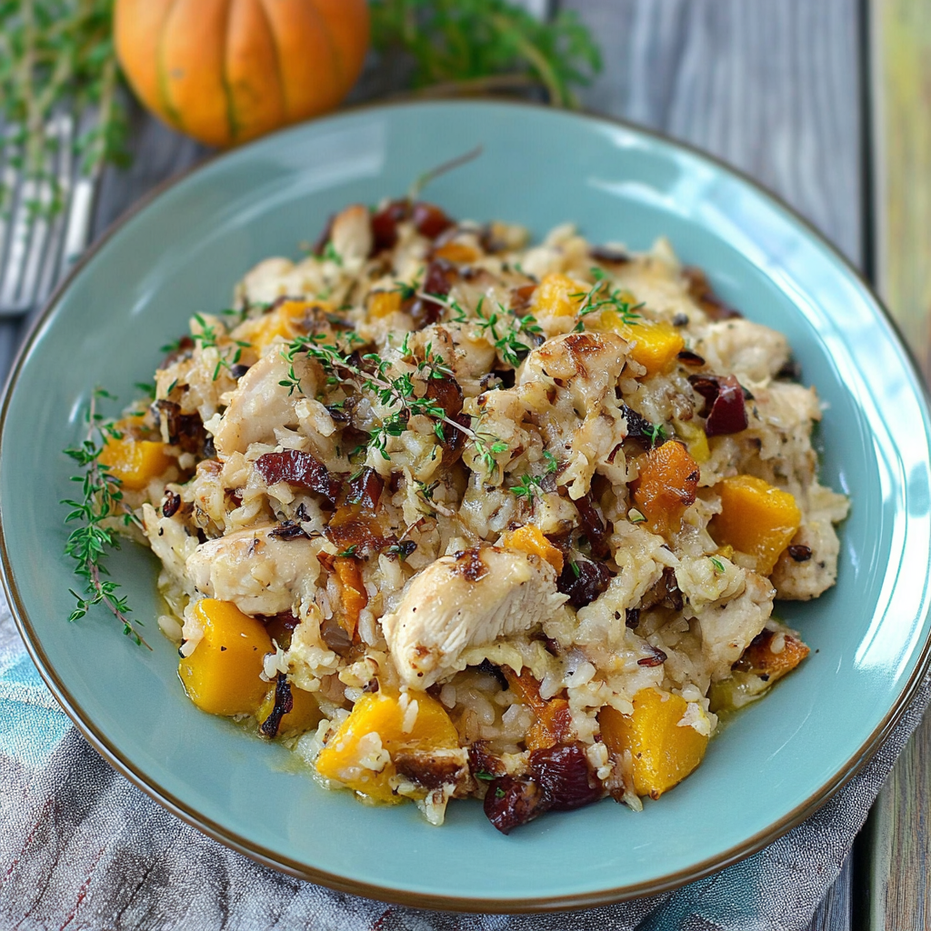 Butternut Squash, Chicken, and Wild Rice Casserole